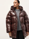 Women's Oversized Hooded Shiny Puffer Coat
