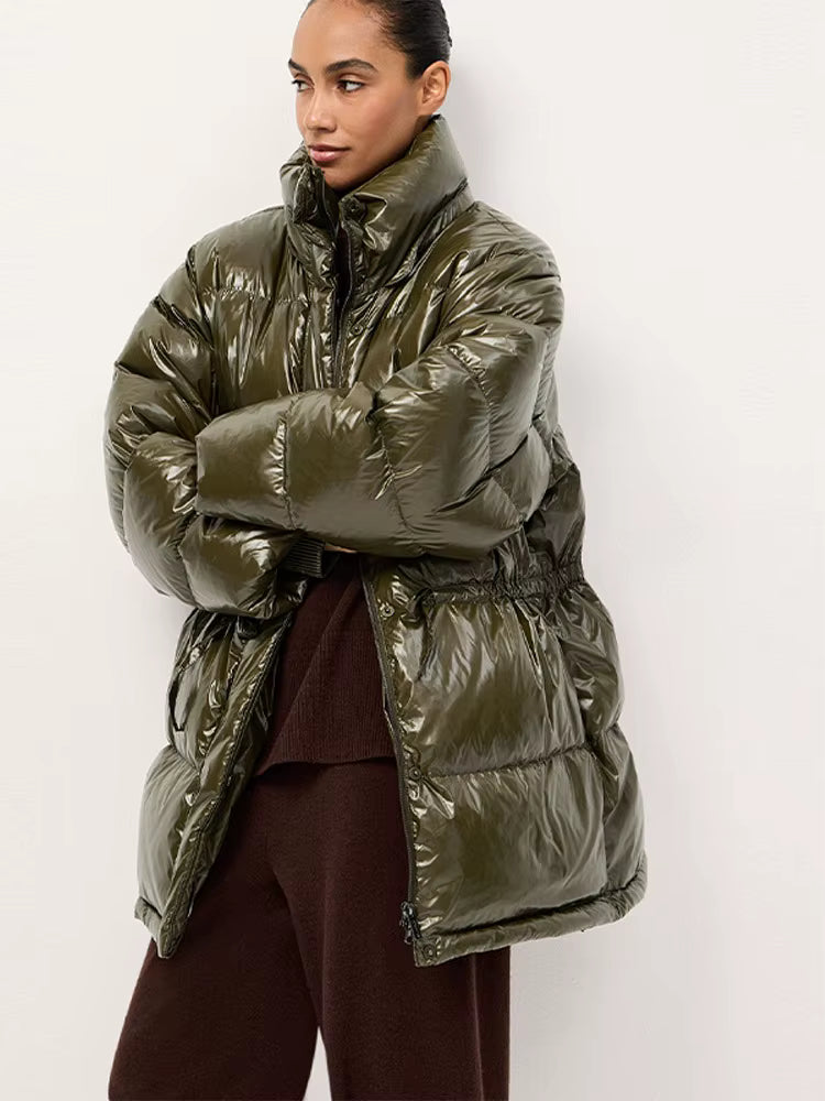 Women's Oversized Hooded Shiny Puffer Coat