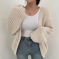 Women's Chunky Knit Cardigan with Oversized Sleeves