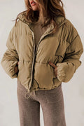 Women's Quilted Puffer Jacket with High Collar