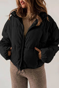 Women's Quilted Puffer Jacket with High Collar