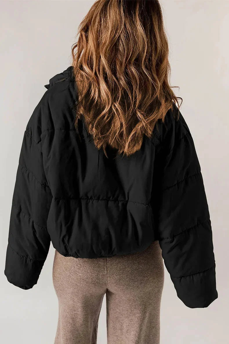 Women's Quilted Puffer Jacket with High Collar