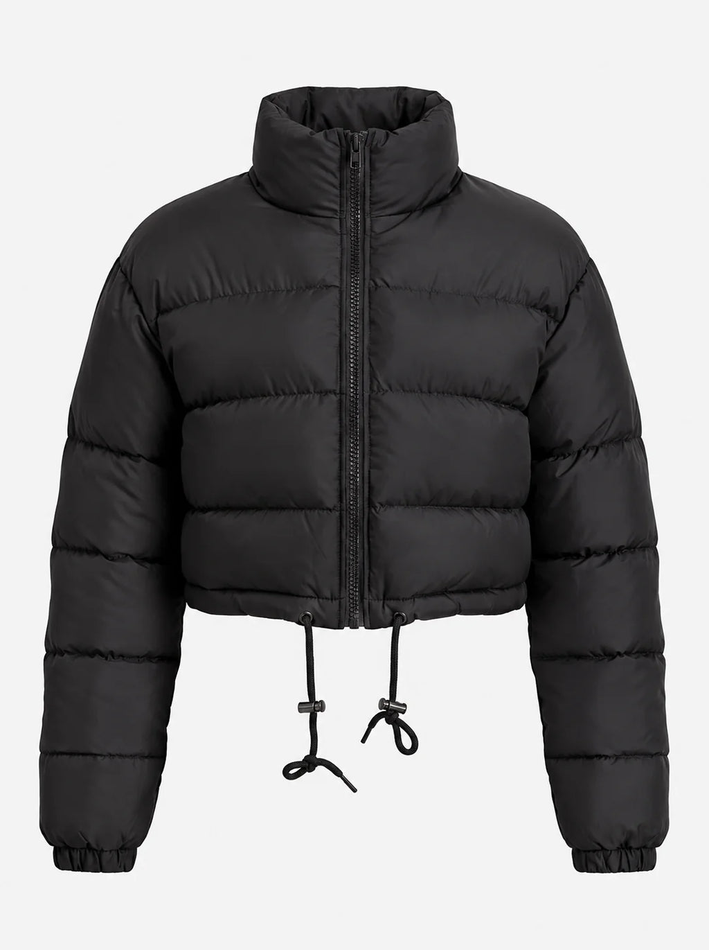 Women's Cropped Puffer Jacket with Adjustable Hem