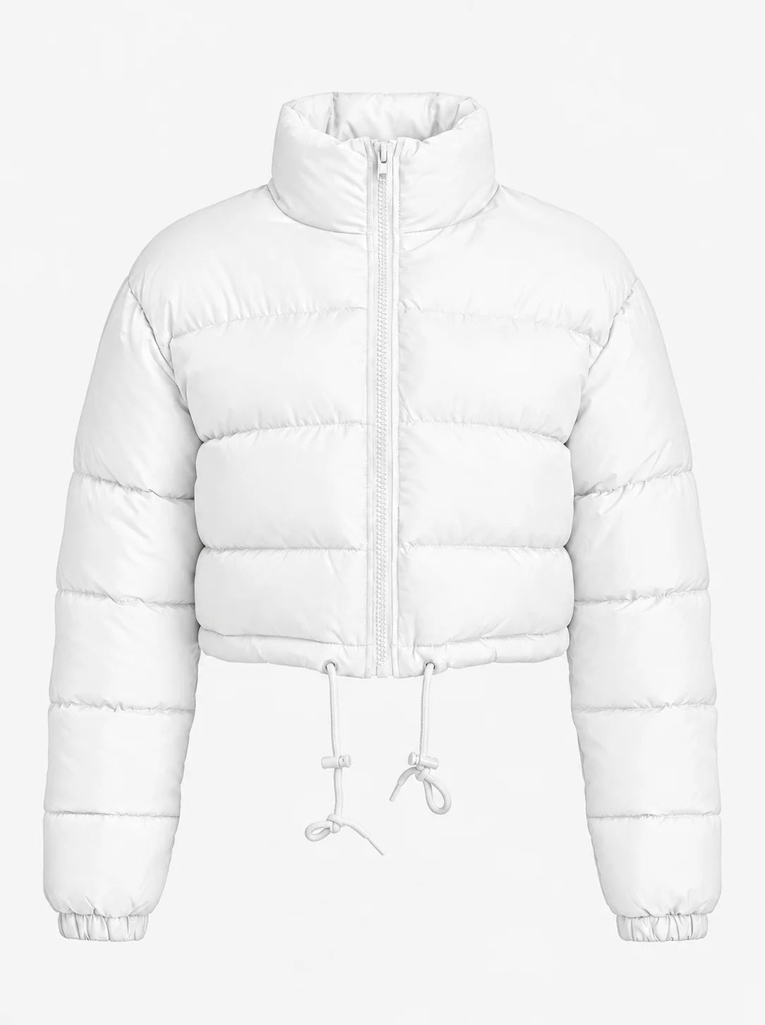 Women's Cropped Puffer Jacket with Adjustable Hem