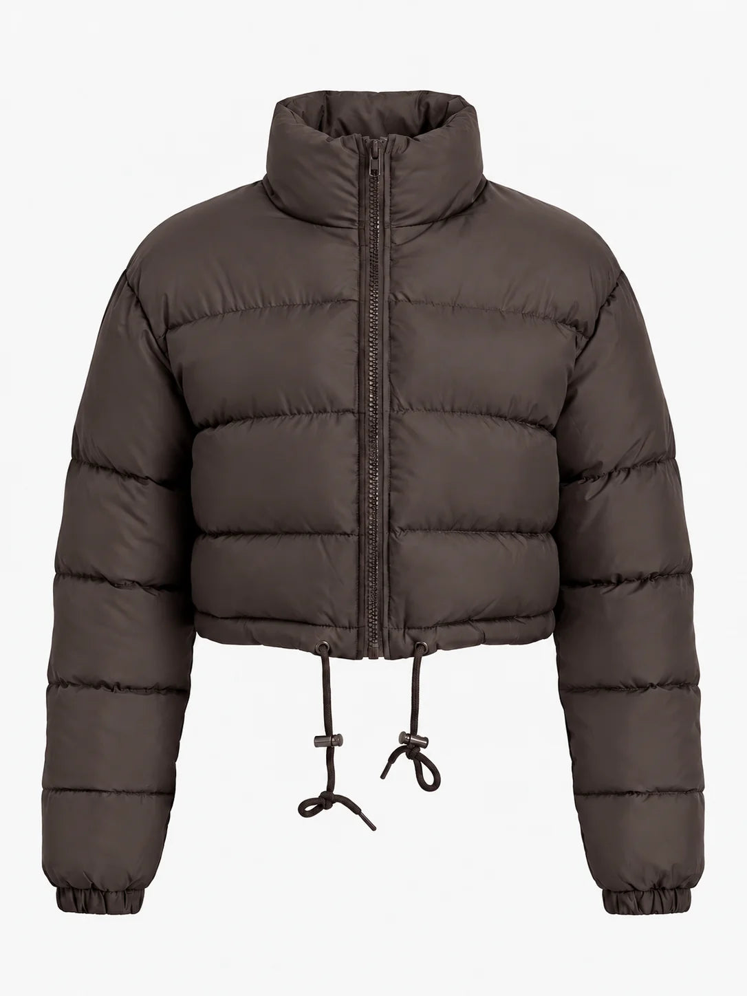 Women's Cropped Puffer Jacket with Adjustable Hem
