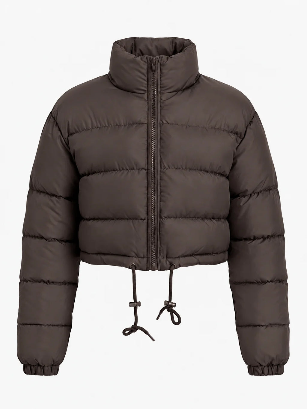 Women's Cropped Puffer Jacket with Adjustable Hem