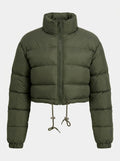 Women's Cropped Puffer Jacket with Adjustable Hem