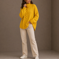 Women's Oversized Cable Knit Turtleneck Sweater