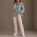 Women's Oversized Cable Knit Turtleneck Sweater