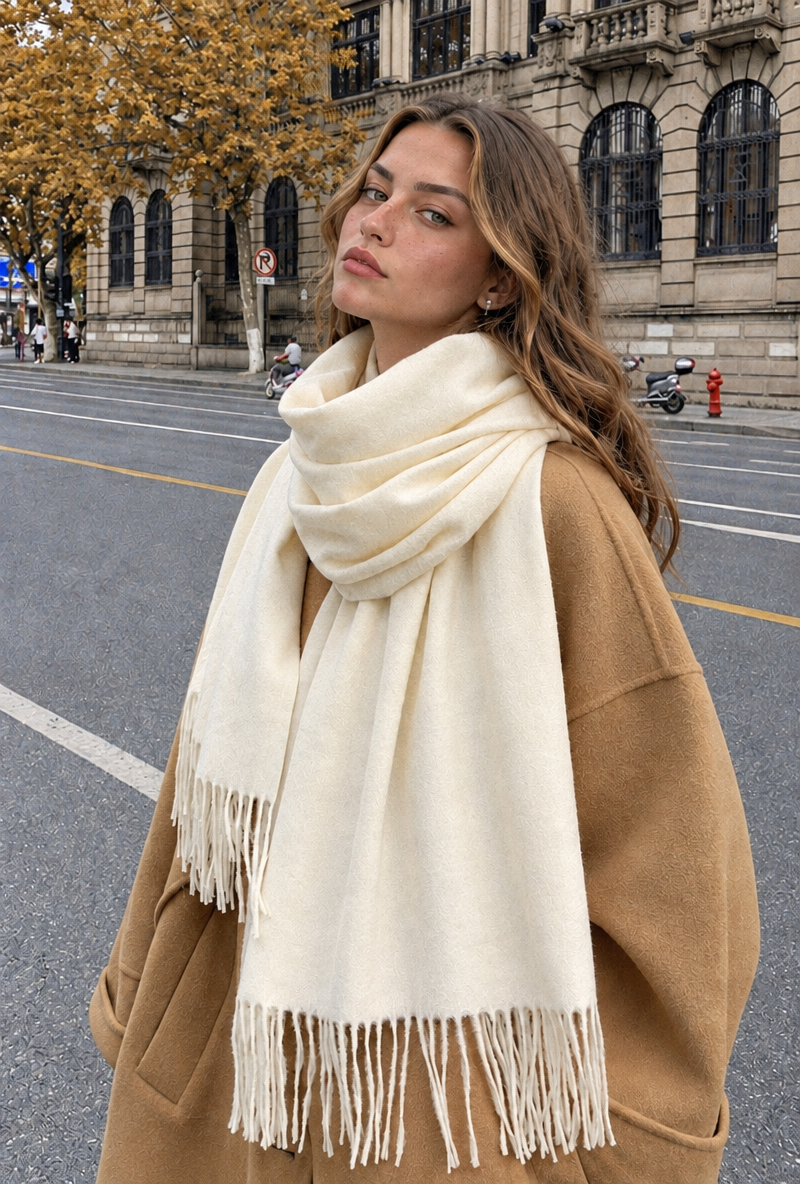 Women's Oversized Blanket Scarf with Tassels