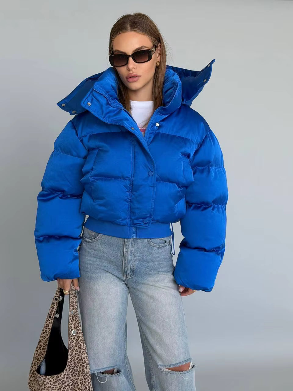 Women's Cropped Hooded Puffer Jacket