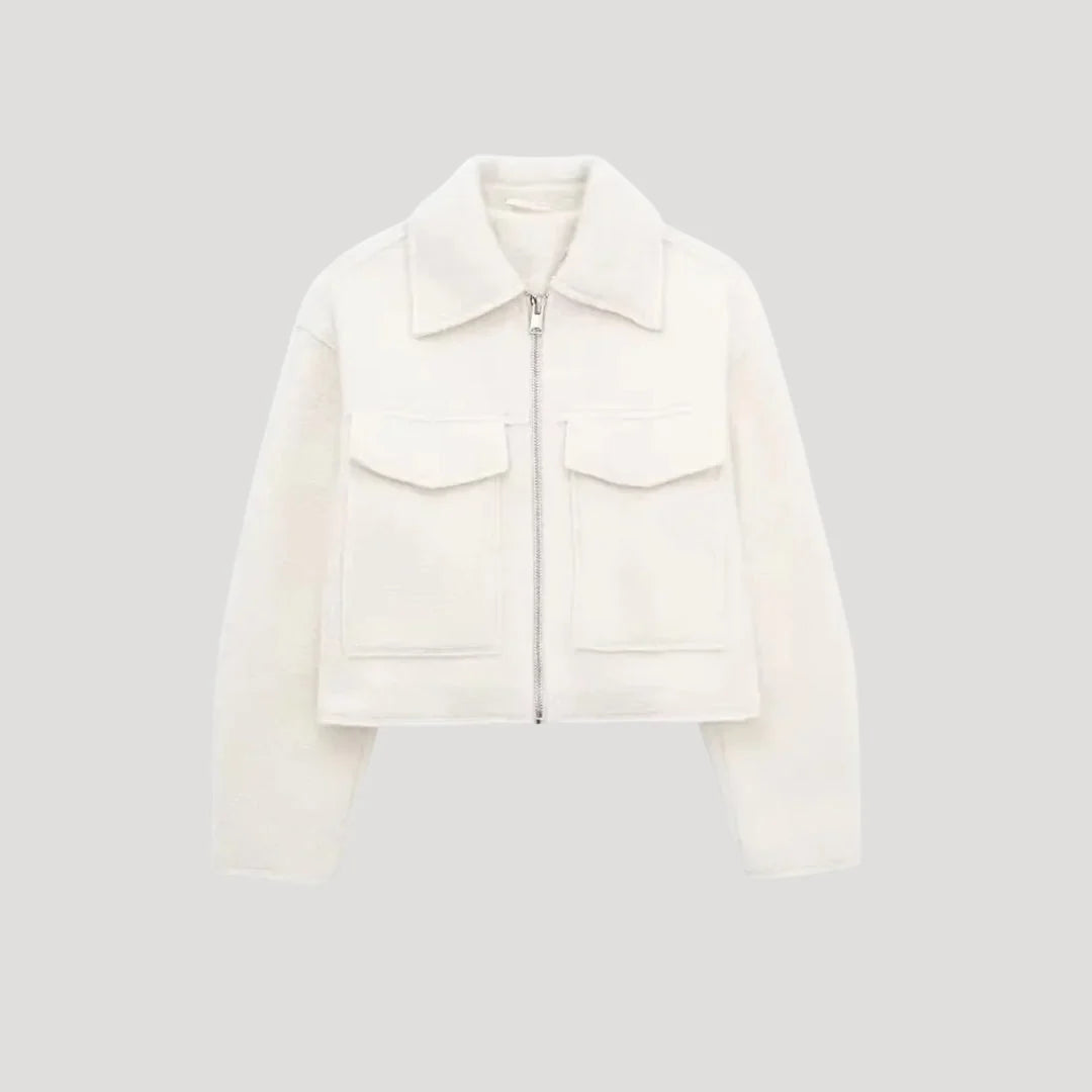 Women's Textured Cropped Zip-Up Jacket
