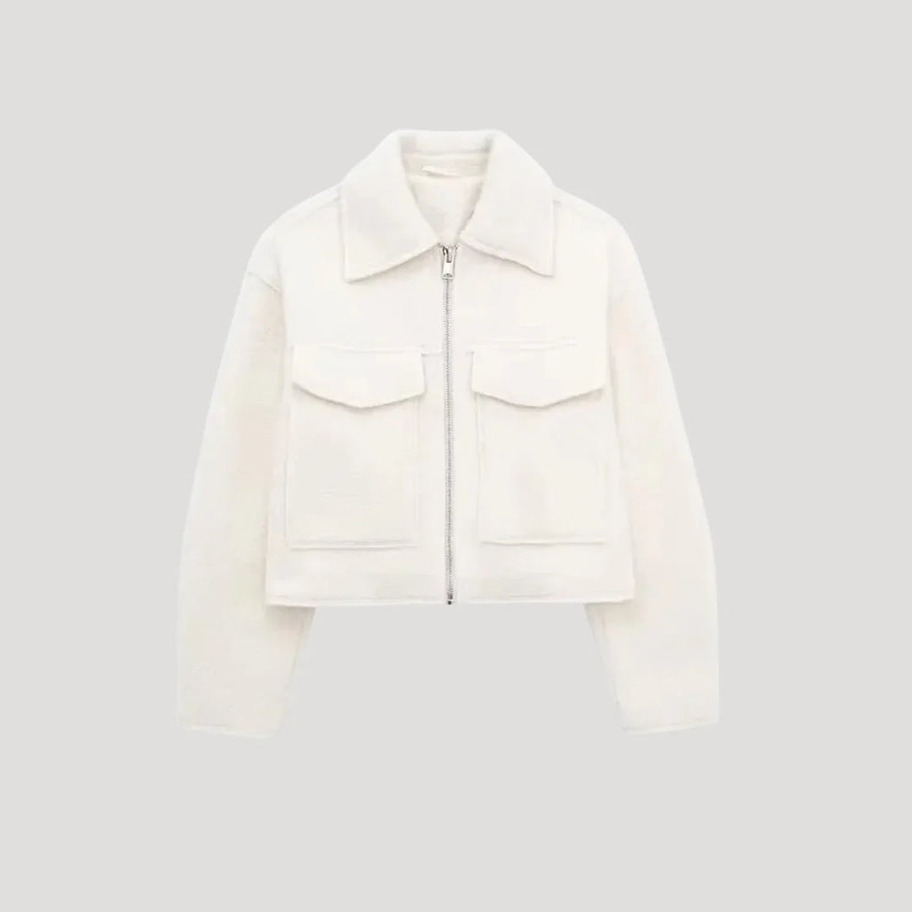 Women's Textured Cropped Zip-Up Jacket