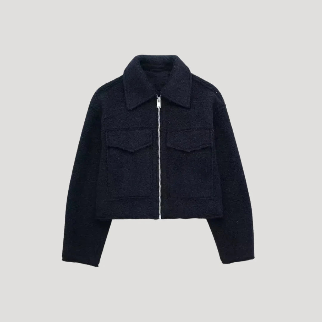 Women's Textured Cropped Zip-Up Jacket