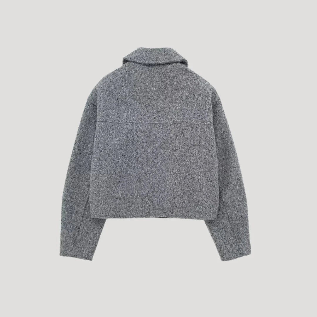 Women's Textured Cropped Zip-Up Jacket