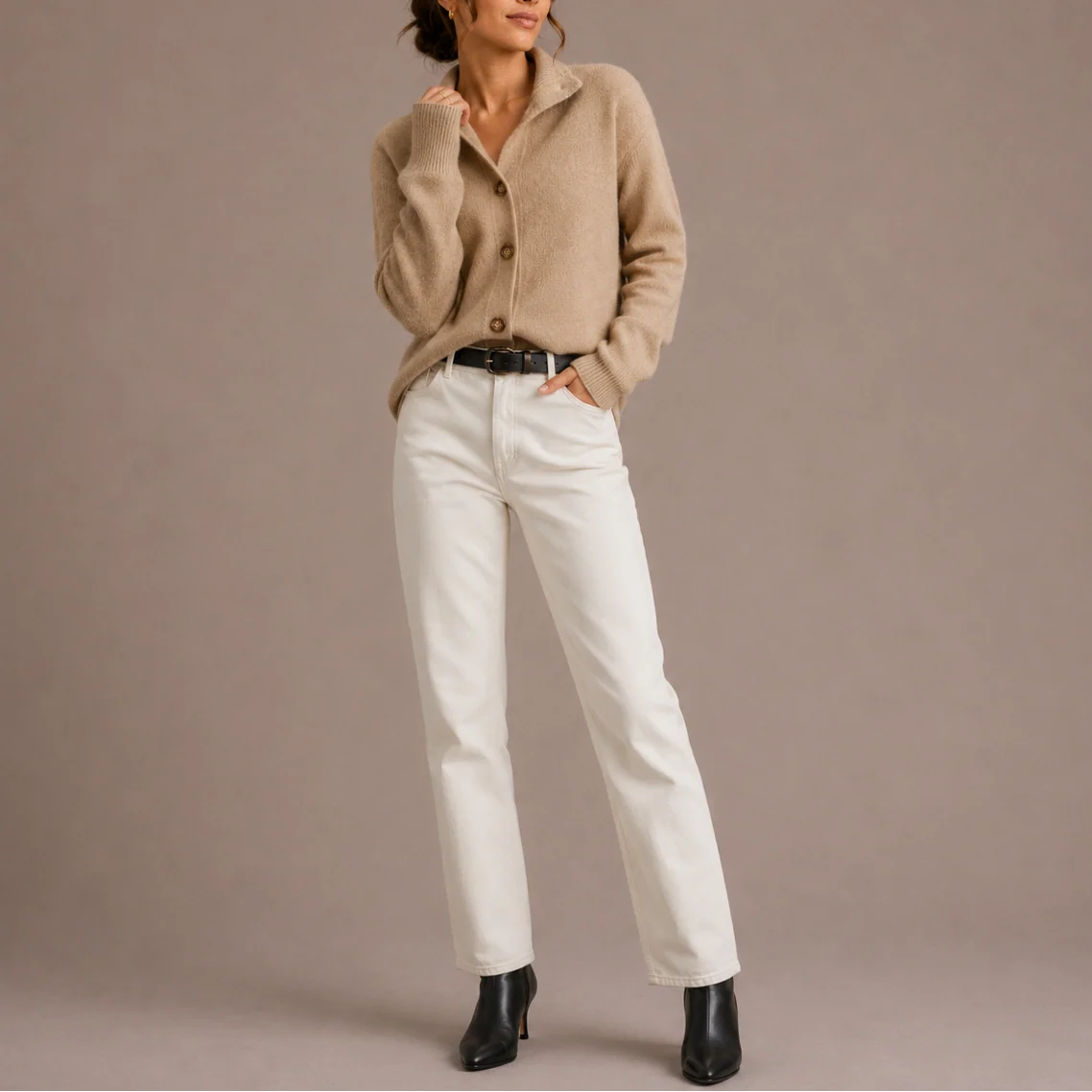 Women's Collared Knit Cardigan