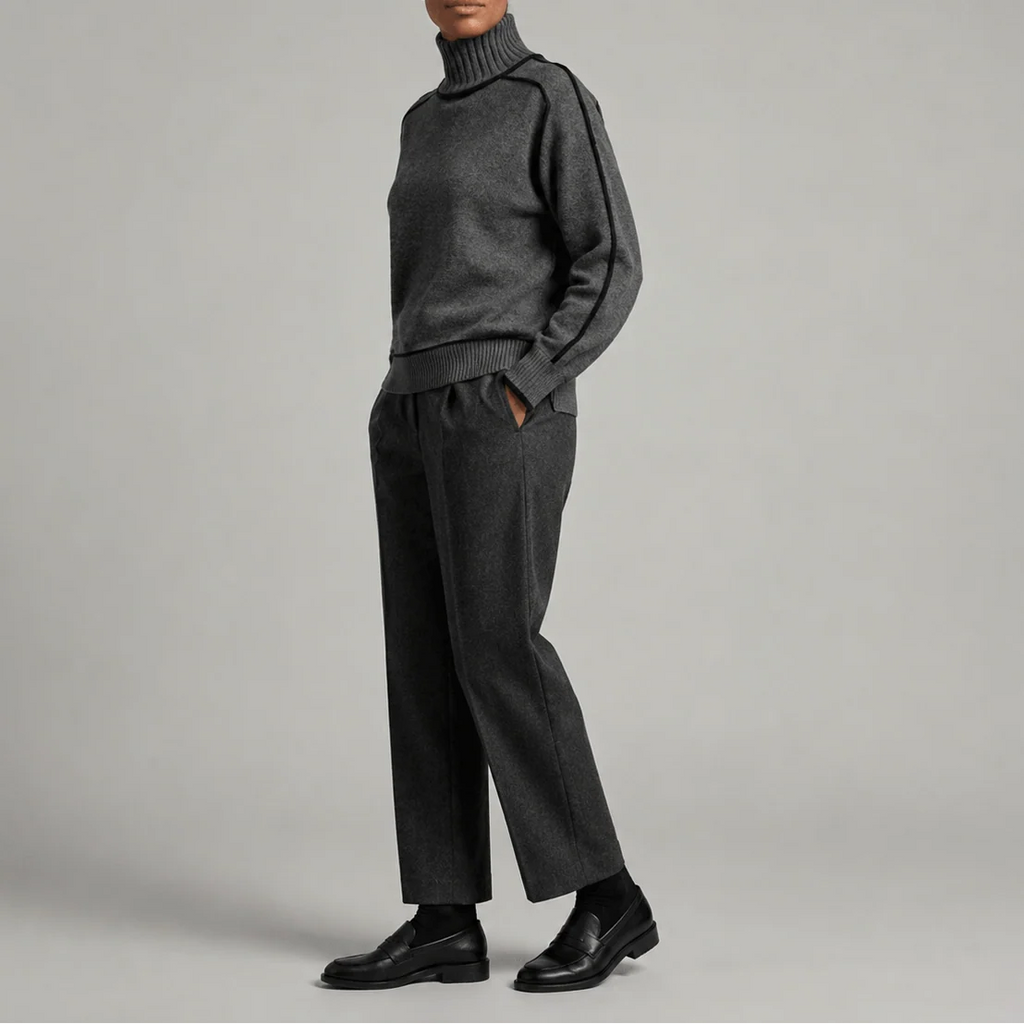 Women's Knit Turtleneck Sweater with Contrast Trim