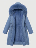 Women's Faux Fur Hood Longline Winter Coat