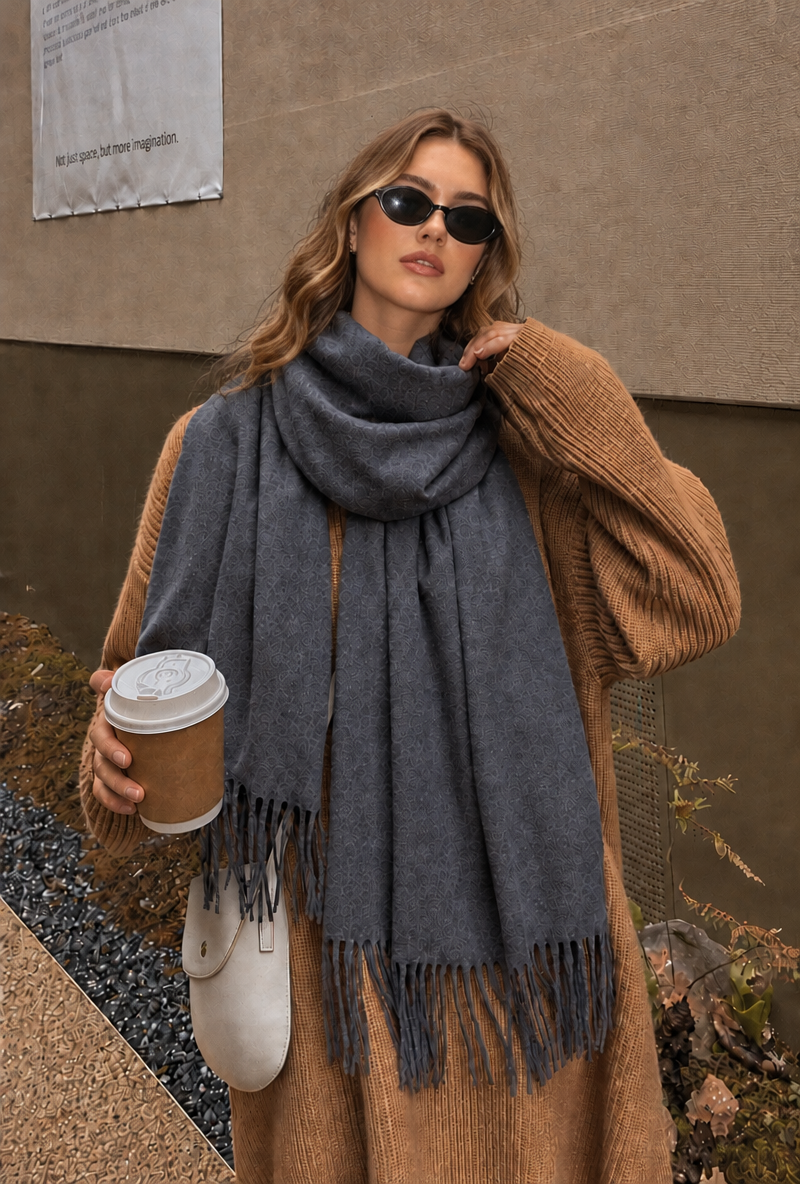 Women's Oversized Blanket Scarf with Tassels