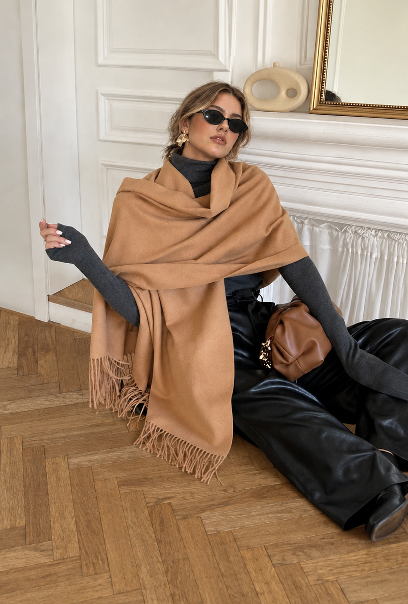 Women's Oversized Blanket Scarf with Tassels