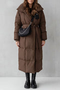 Women's Belted Long Puffer Coat
