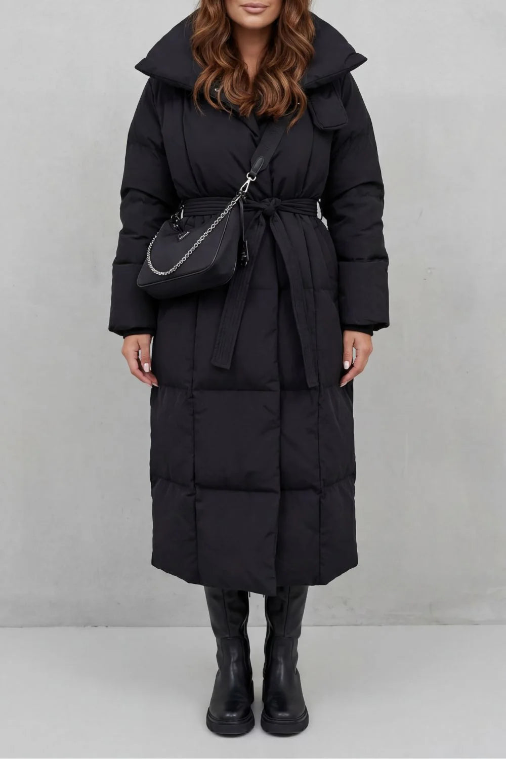 Women's Belted Long Puffer Coat