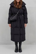 Women's Belted Long Puffer Coat