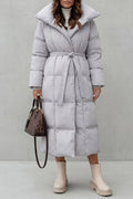 Women's Belted Long Puffer Coat