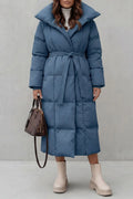 Women's Belted Long Puffer Coat