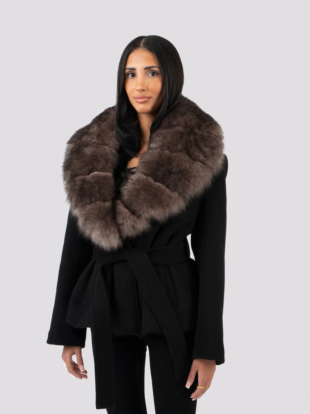 Amelia Faux Fur Oversized Collar Tailored Jacket