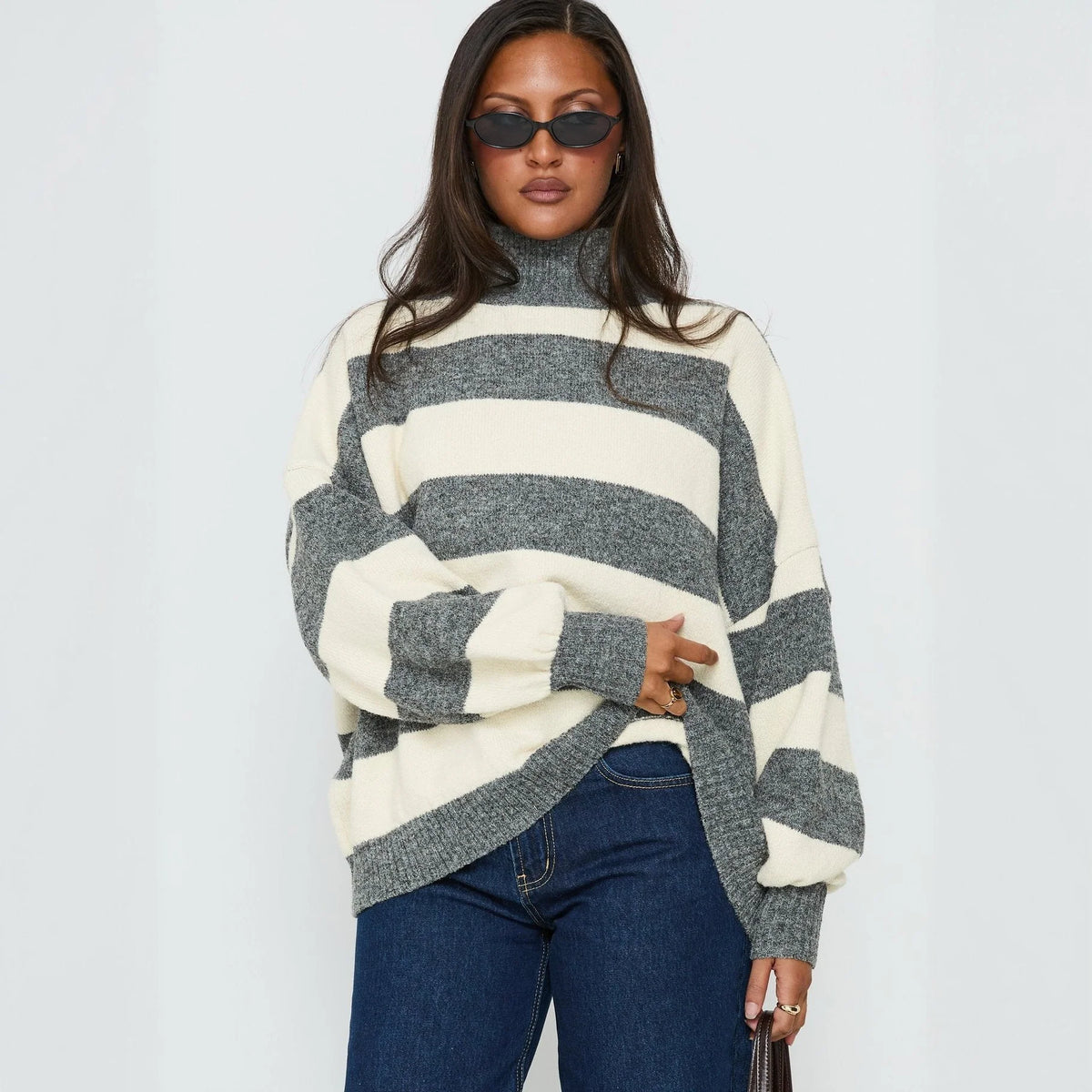 Women's Striped Long Sleeve Sweater