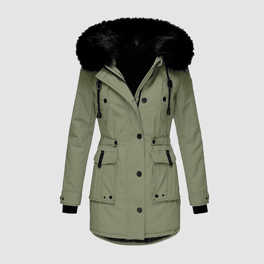 Women's Waterproof Faux Fur Hood Parka