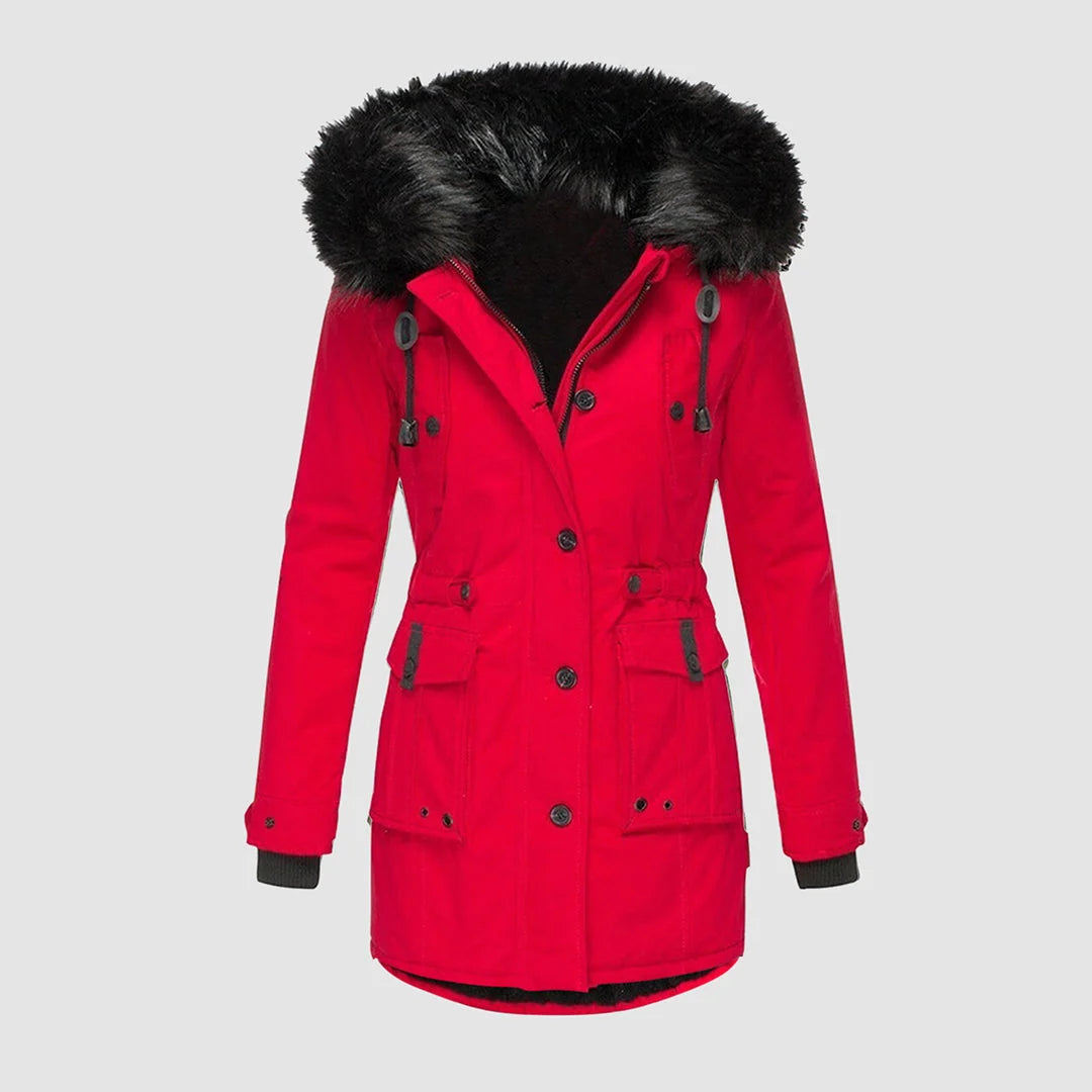 Women's Waterproof Faux Fur Hood Parka