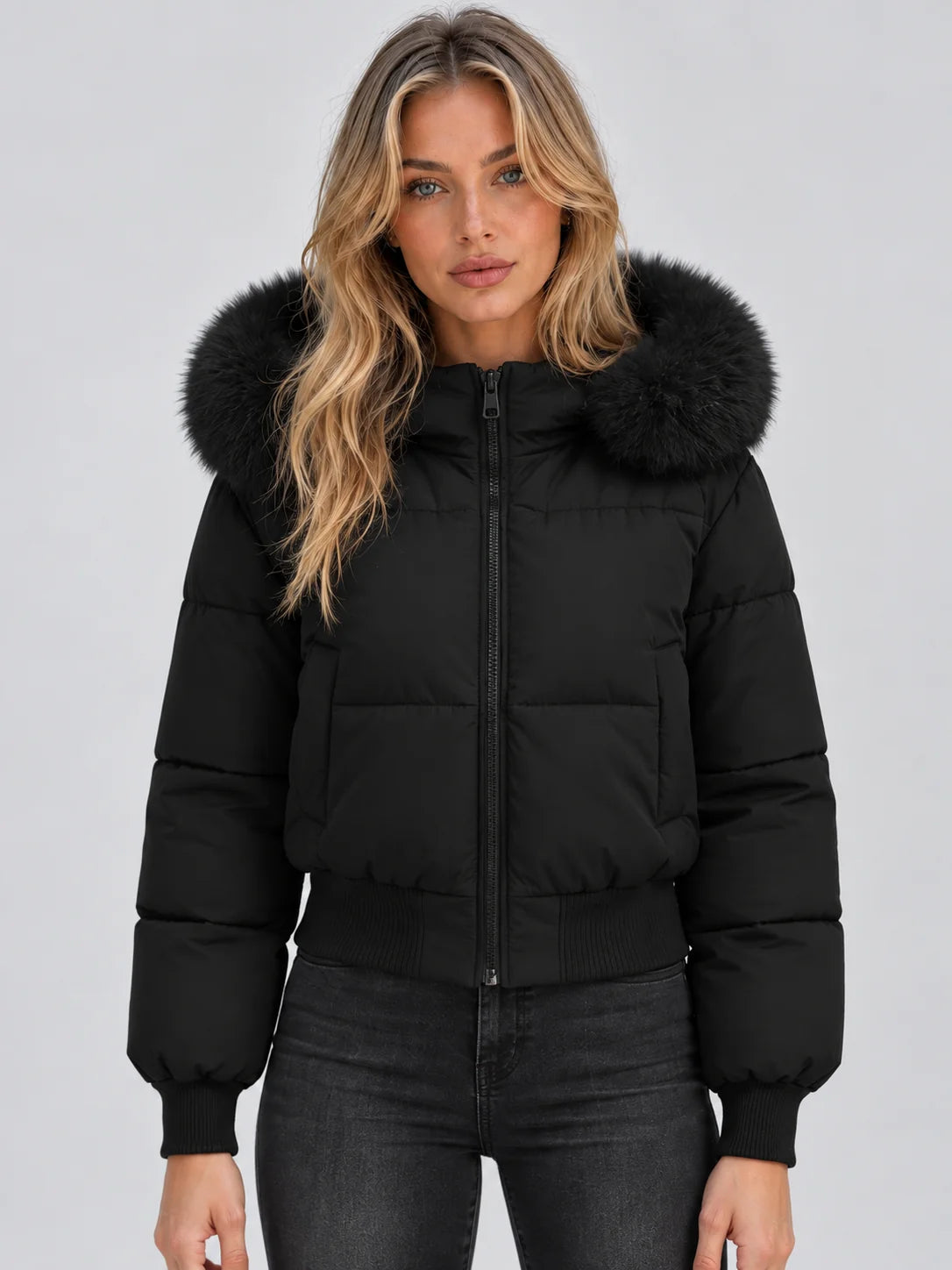 Women's Faux Fur Collar Puffer Jacket