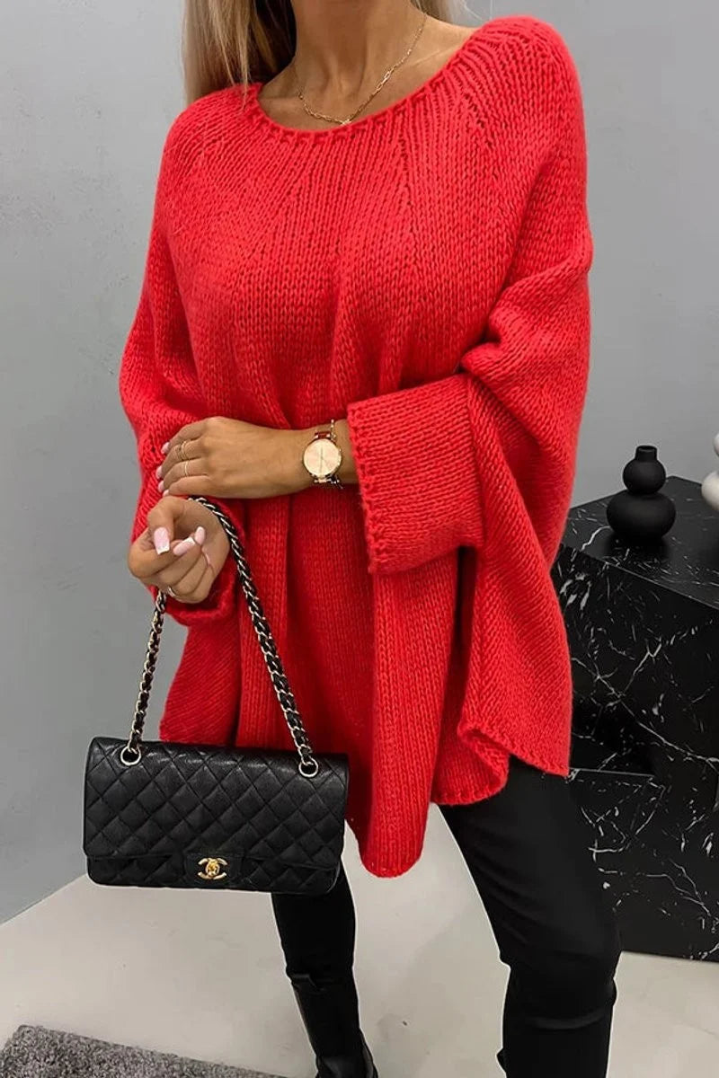 Women's Oversized Batwing Sleeve Knit Sweater