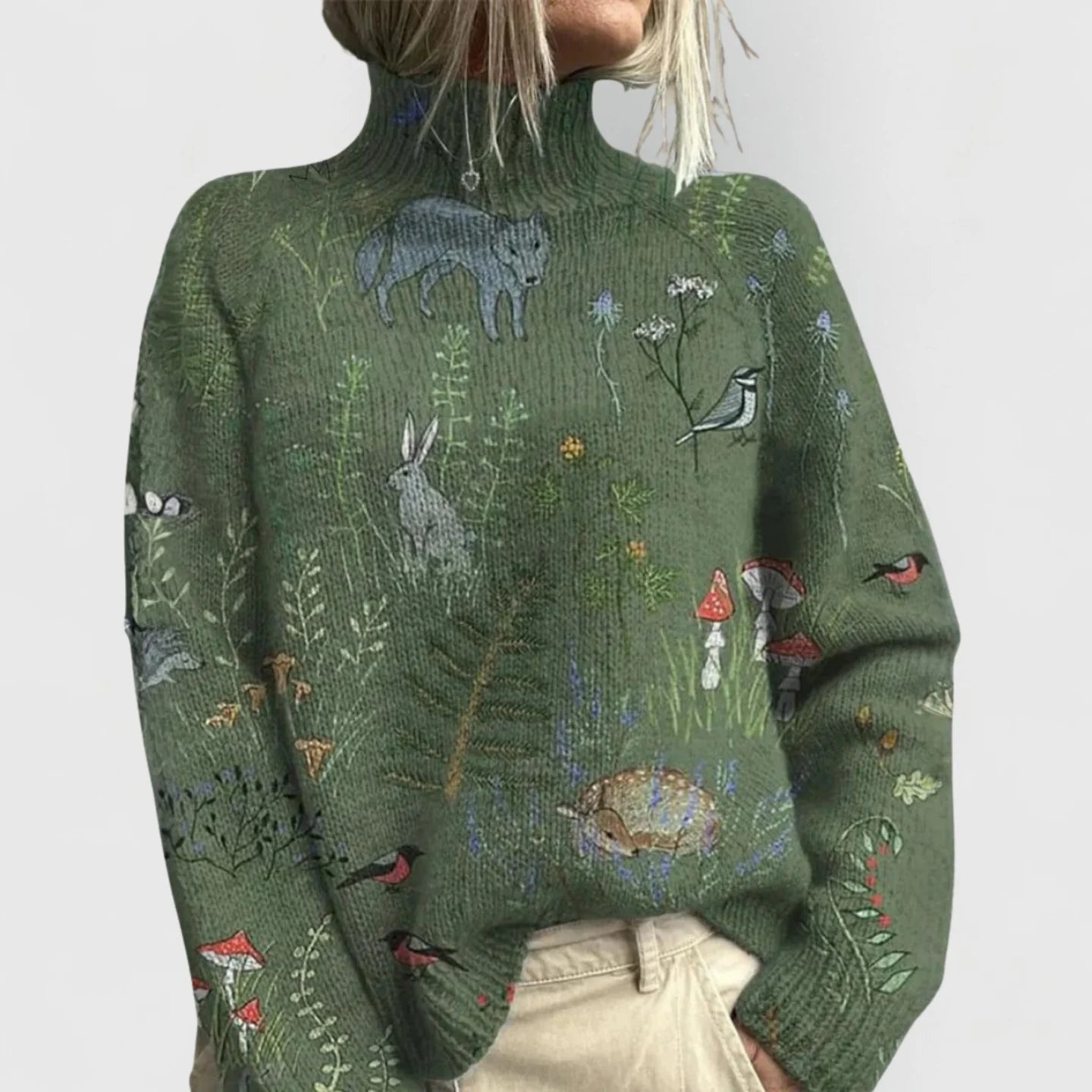 Women's Nature Print Knit Sweater