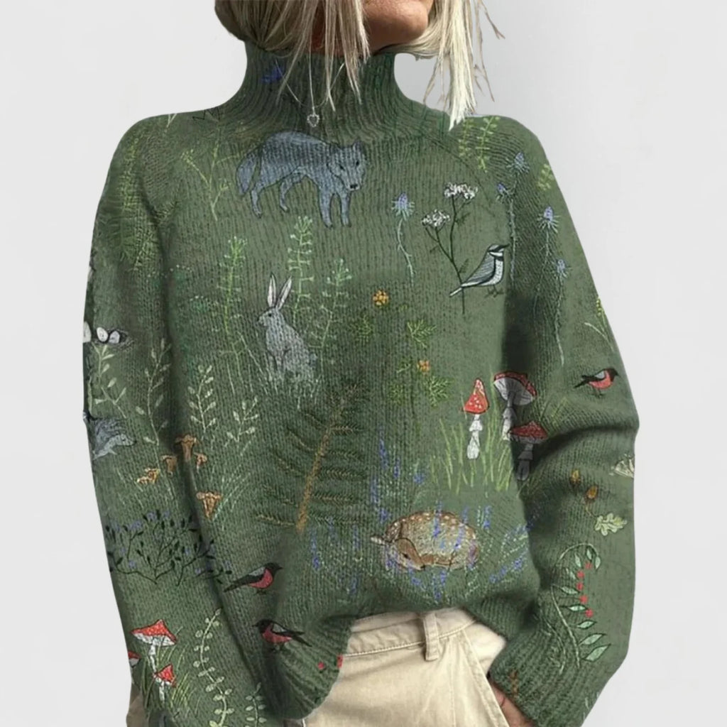 Women's Nature Print Knit Sweater