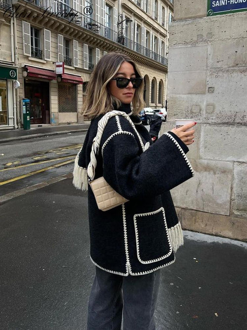 Women's Double-Sided Long Winter Coat with Scarf