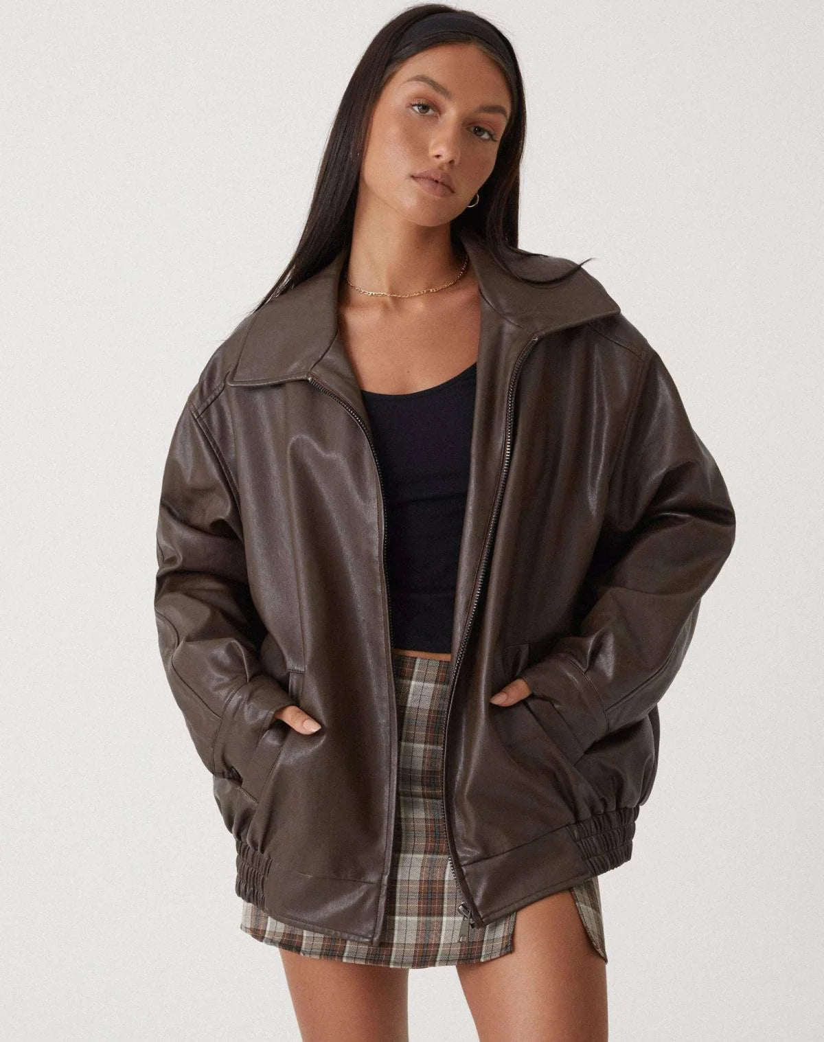 Women's Oversized PU Leather Jacket