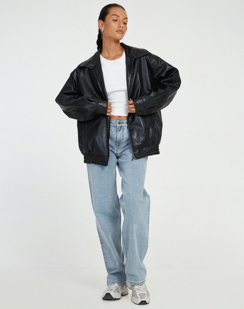 Women's Oversized PU Leather Jacket