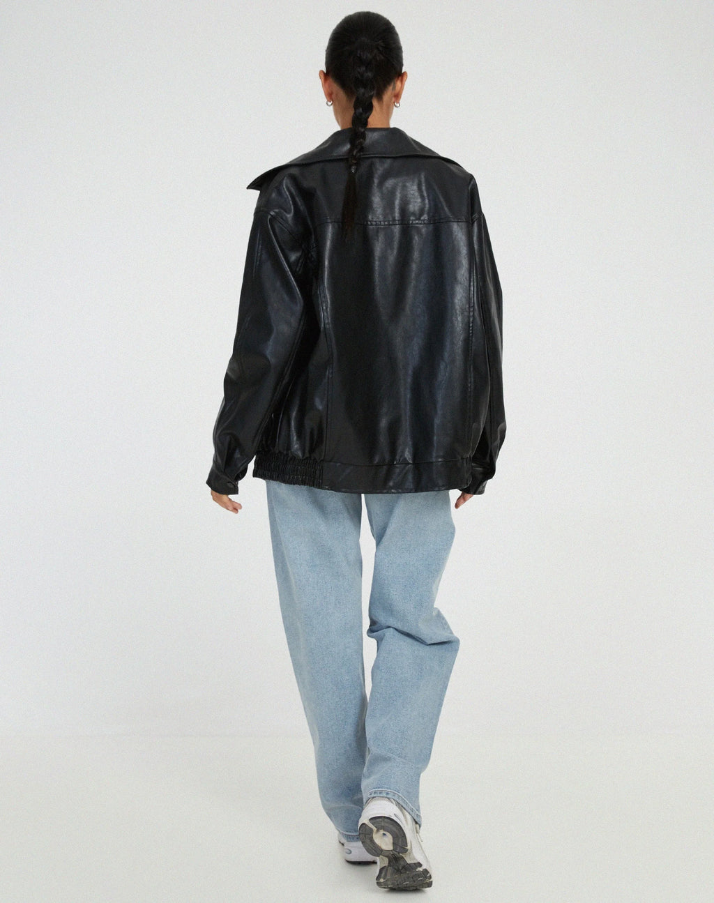 Women's Oversized PU Leather Jacket