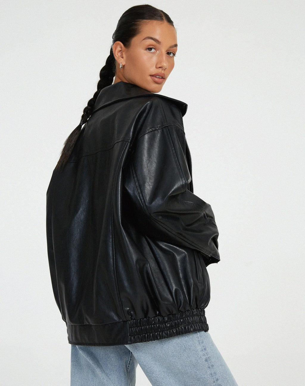Women's Oversized PU Leather Jacket