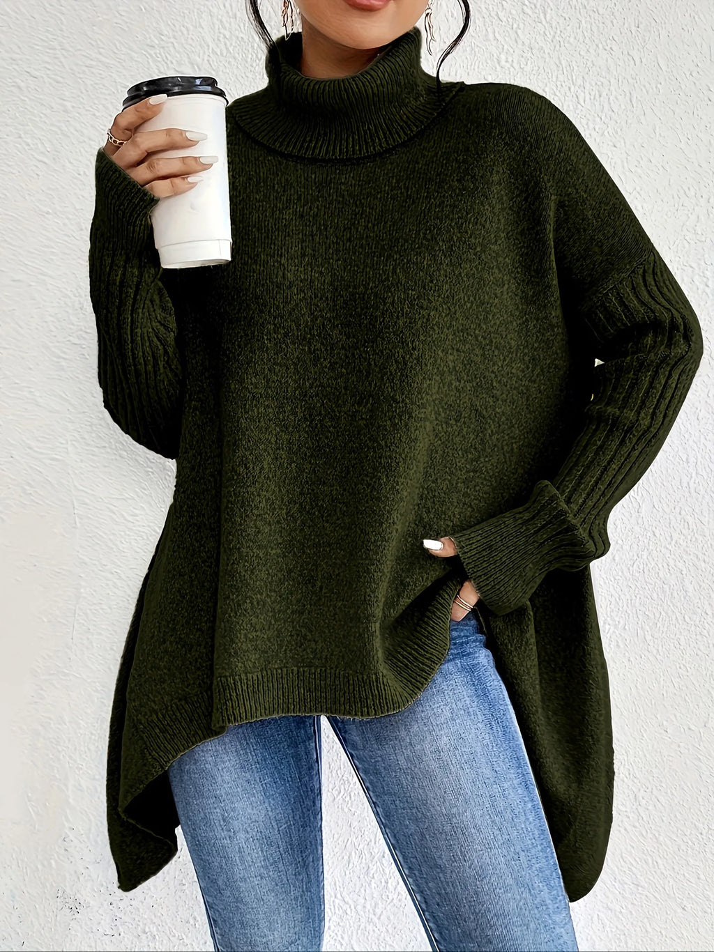 Women's Oversized Cashmere Turtleneck Sweater