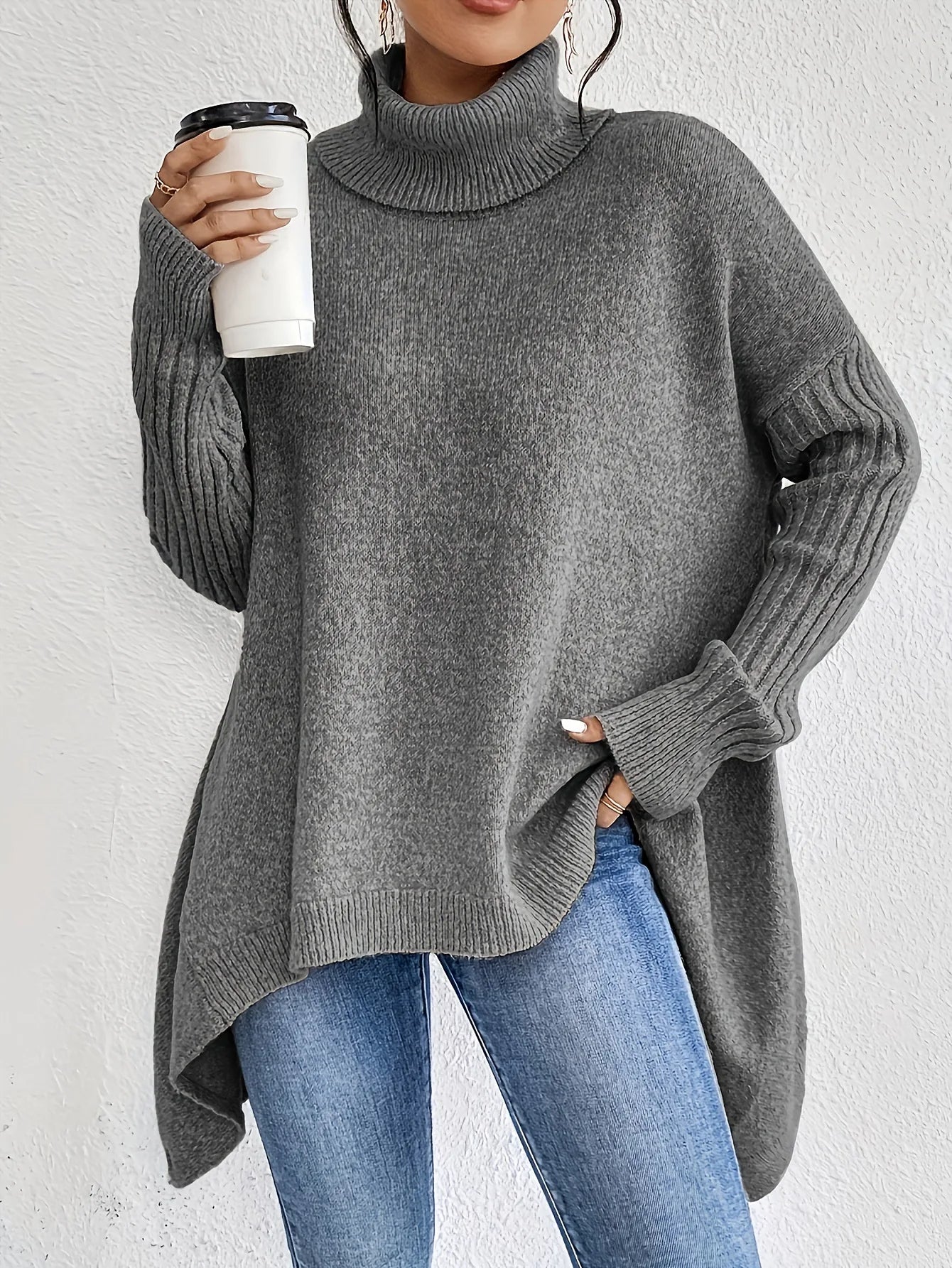 Women's Oversized Cashmere Turtleneck Sweater