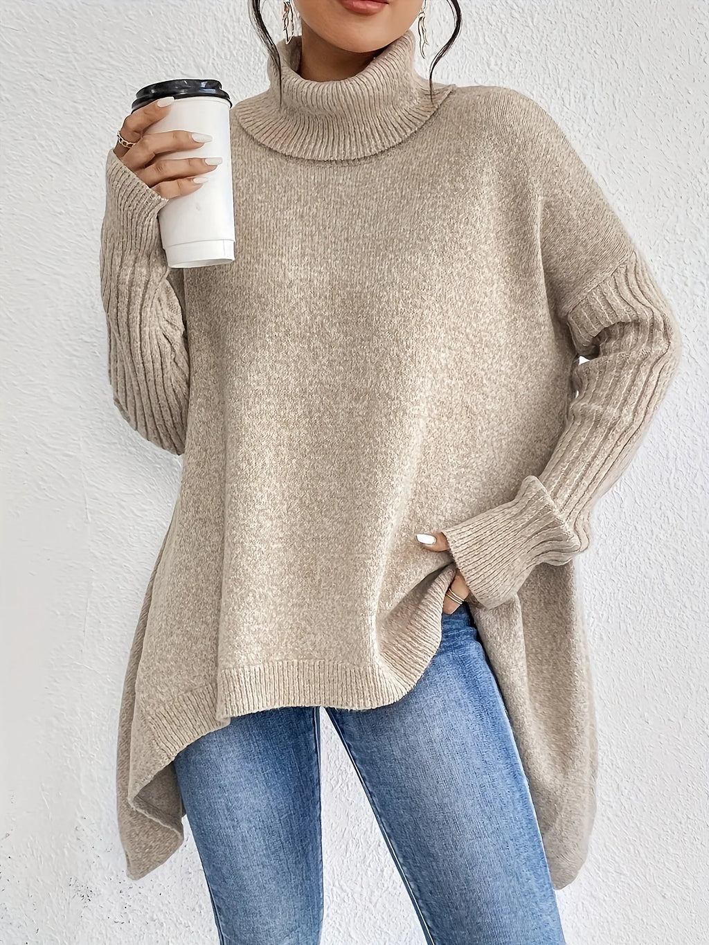 Women's Oversized Cashmere Turtleneck Sweater