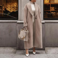 Women's Padded Wool-Blend Long Coat with Belt
