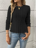 Women's Soft Cable Knit Sweater with Pointelle Waist