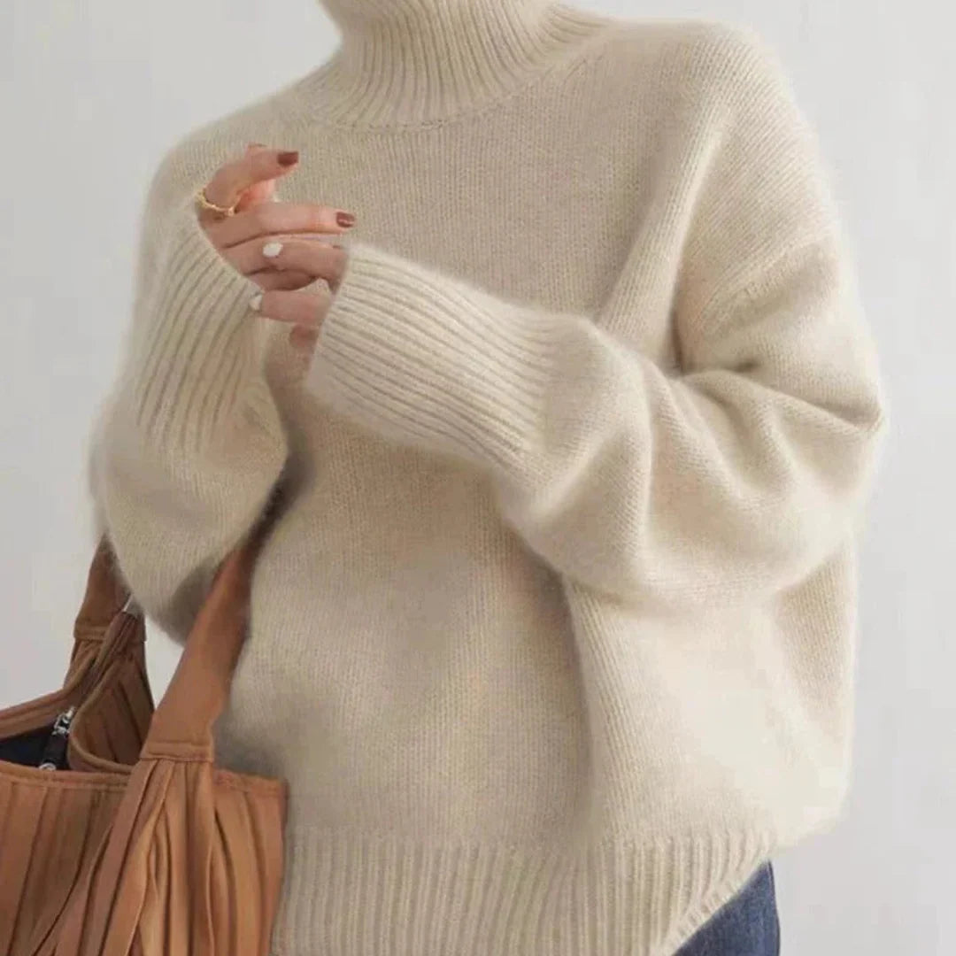Women's Oversized Cotton Turtleneck Sweater