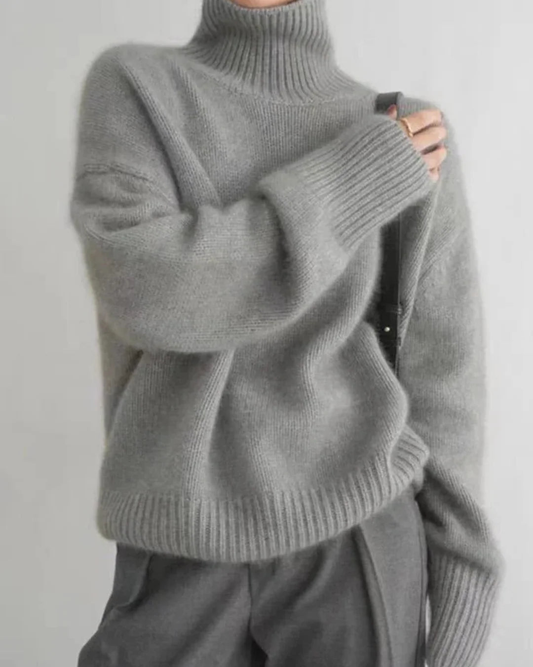 Women's Oversized Cotton Turtleneck Sweater