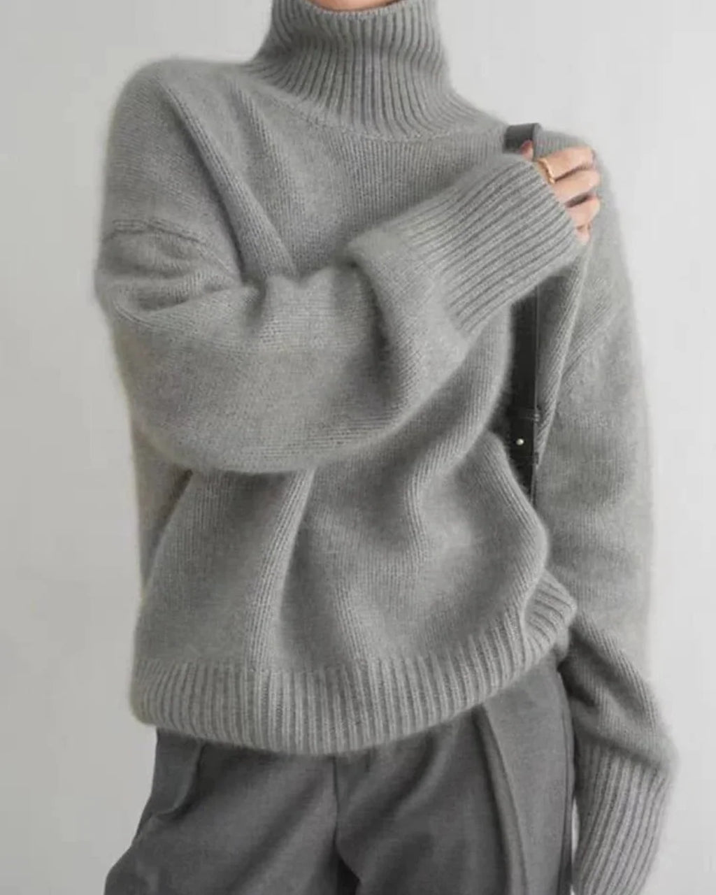 Women's Oversized Cotton Turtleneck Sweater